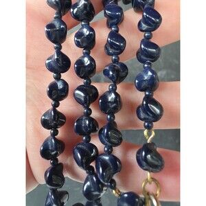 Blue Beaded Necklace Vintage Costume Jewelry READ Description